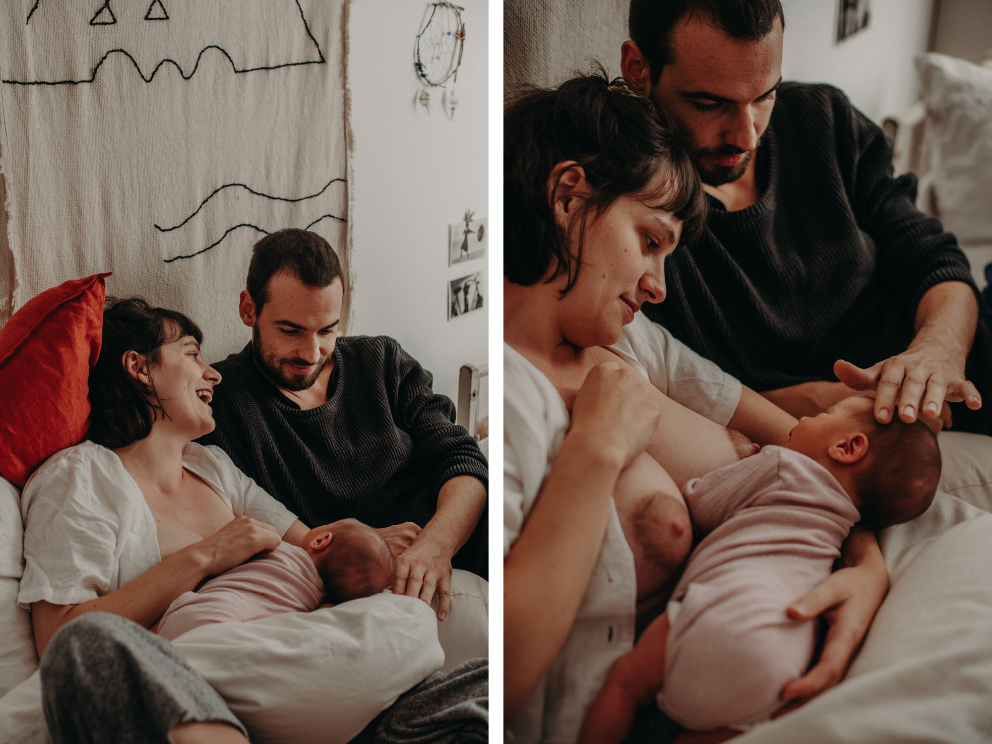 Familienfotos im Wochenbett mit dem Baby, Fotograf in Basel